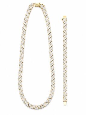 Suzanne Somers Gold-Tone Crystal Necklace and Bracelet Duo